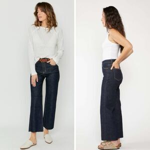 Oliver Logan Jeans Aberdeen Shiver Me Timbers Wide Leg Dark Wash Raw Hem Size 30